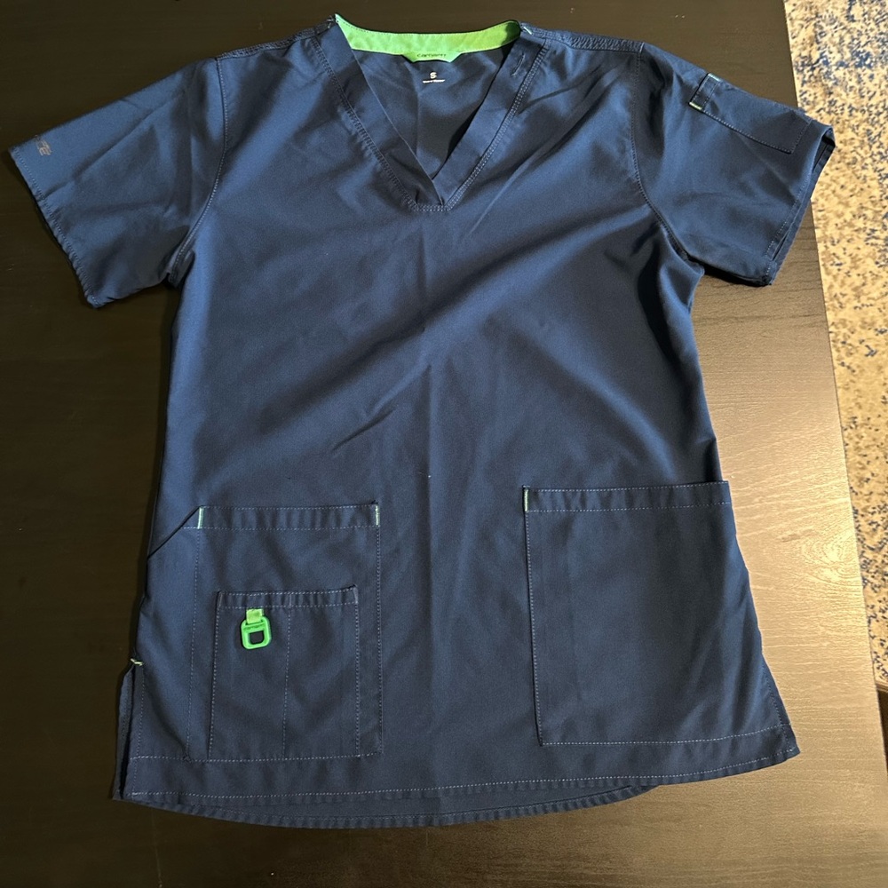 Carhartt Women's Cross-Flex Media Scrub Top Small Navy